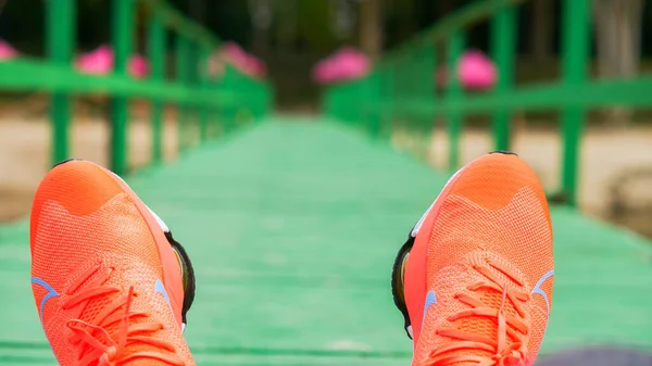 Red Sport Shoes Beach — Stock Photo, Image