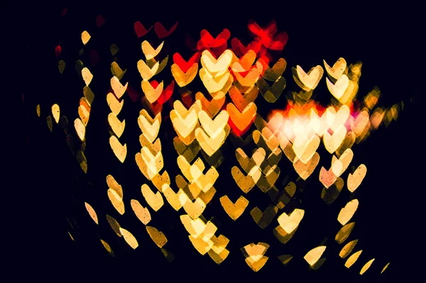 Αφηρημένο Φόντο Πολύχρωμο Bokeh Καρδιά Καρδιά Σχήμα Bokeh Για Την — Φωτογραφία Αρχείου
