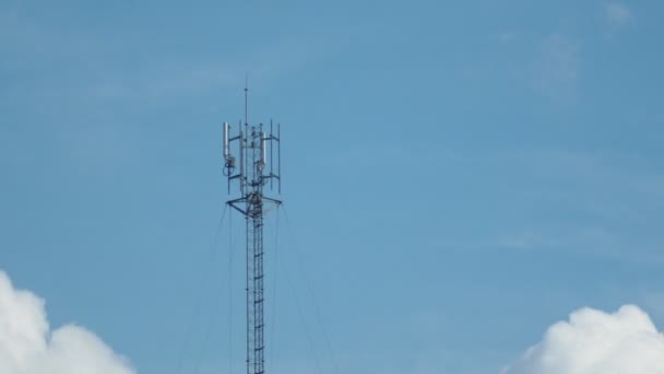 Large Communication Tower Background Sky — Stockvideo