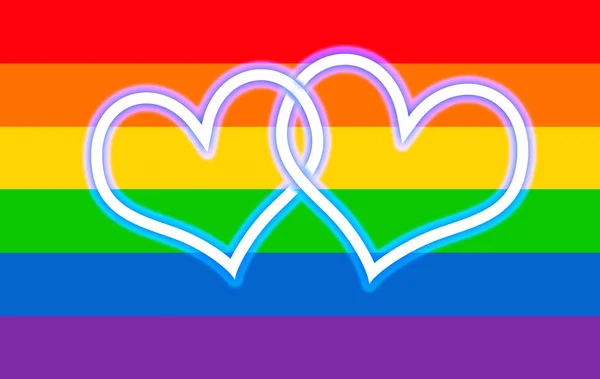 Lgbt Pride Flag Hearts Rainbow Background — Stockfoto