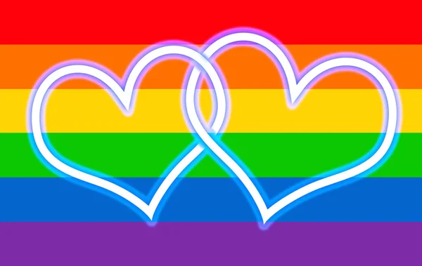 Lgbt Pride Flag Hearts Rainbow Background — 스톡 사진