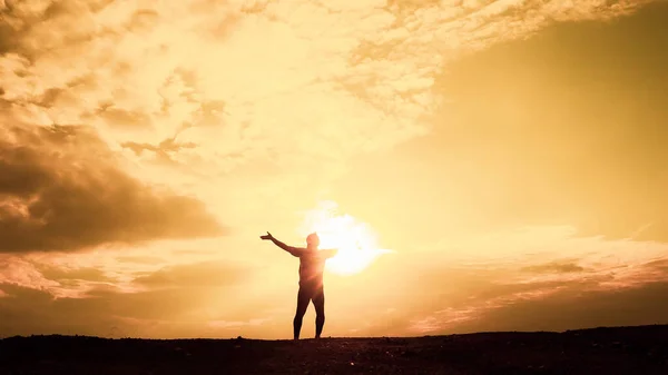 Men Silhouette Stay Healthy Evening Men Exercise Running Health Care — Fotografia de Stock