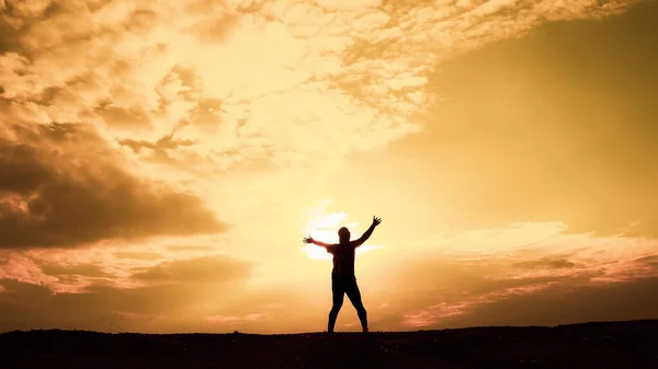 Men Silhouette Stay Healthy Evening Men Exercise Running Health Care — Fotografia de Stock