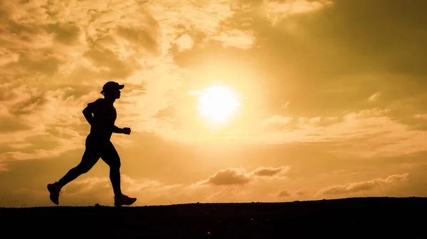 Men Silhouette Jogging Stay Healthy Evening Men Exercise Running Health — Stockfoto
