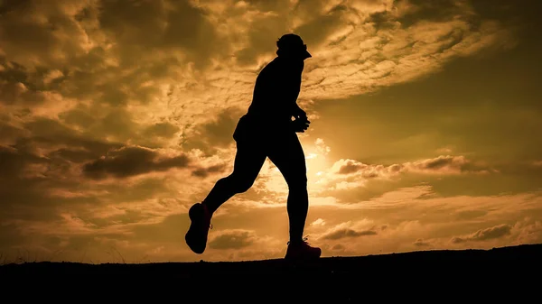 Silhouette Masculine Fais Jogging Pour Rester Bonne Santé Soir Les — Photo