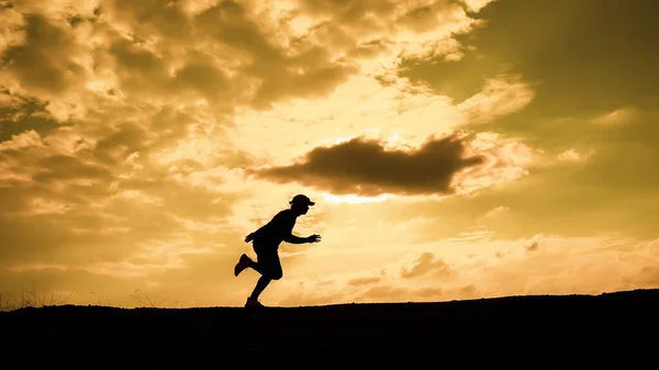 Men Silhouette Jogging Stay Healthy Evening Men Exercise Running Health — Foto de Stock