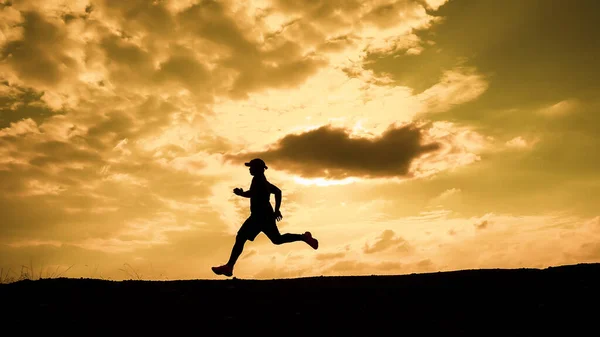 Men Silhouette Jogging Stay Healthy Evening Men Exercise Running Health — Foto de Stock