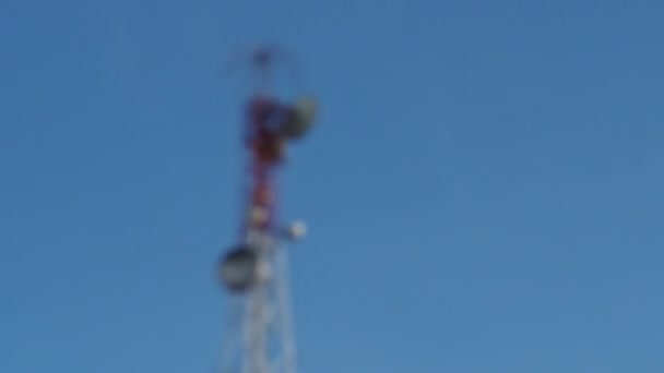 Large Communication Tower Background Sky — Stockvideo