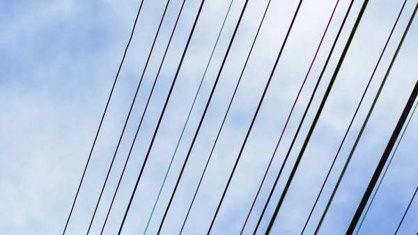 Electrical Wires Signal Wires Blue Sky Space Content — Stock fotografie