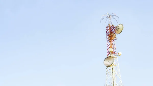 Large Communication Tower Background Sky Telephone Towers Space Content — Zdjęcie stockowe