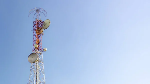 Large Communication Tower Background Sky Telephone Towers Space Content — Foto de Stock