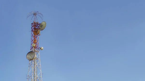 Large Communication Tower Background Sky Telephone Towers Space Content — Fotografia de Stock