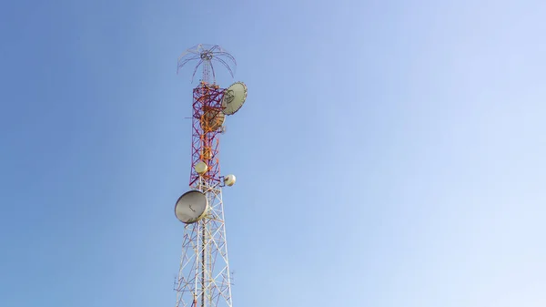 Large Communication Tower Background Sky Telephone Towers Space Content — Fotografia de Stock