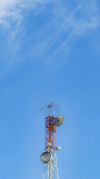 Large Communication Tower Background Sky Telephone Towers Space Content — Fotografia de Stock