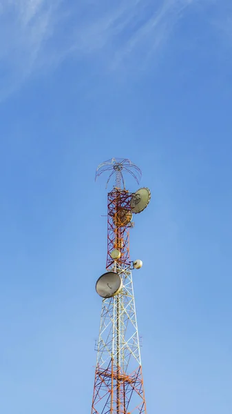 Large Communication Tower Background Sky Telephone Towers Space Content — Fotografia de Stock