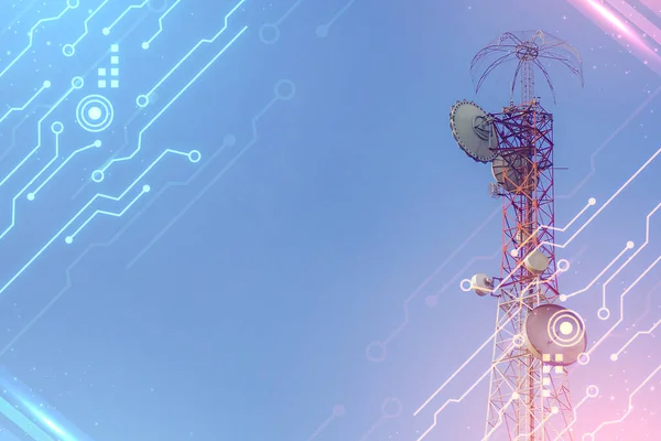 Large Communication Tower Background Sky Telephone Towers Space Content — 图库照片