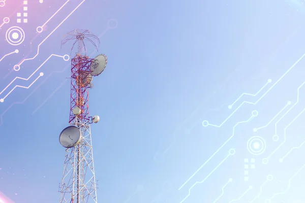 Large Communication Tower Background Sky Telephone Towers Space Content — Foto de Stock