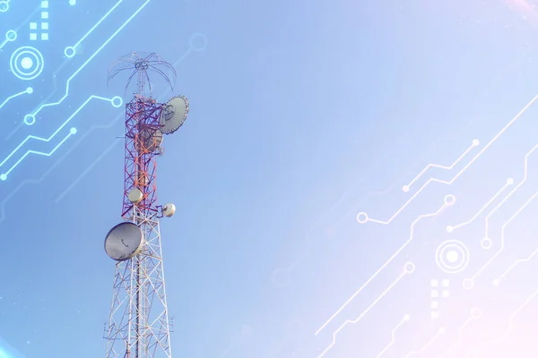 Large Communication Tower Background Sky Telephone Towers Space Content — 스톡 사진