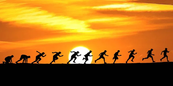 Men Silhouette Jogging Stay Healthy Evening Men Exercise Running Health — Stock Fotó