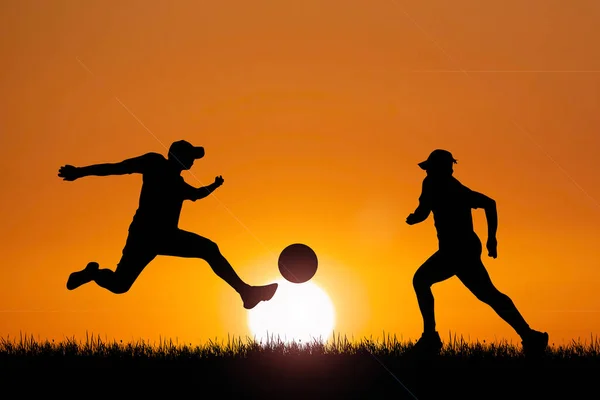 Basketball Players Beautiful Evening Sport Concept — Stock Photo, Image