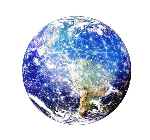 Świat Ścieżek Świetlnych Połączonych Ścieżką Wycinania Koncepcja Komunikacji Połączenia — Zdjęcie stockowe