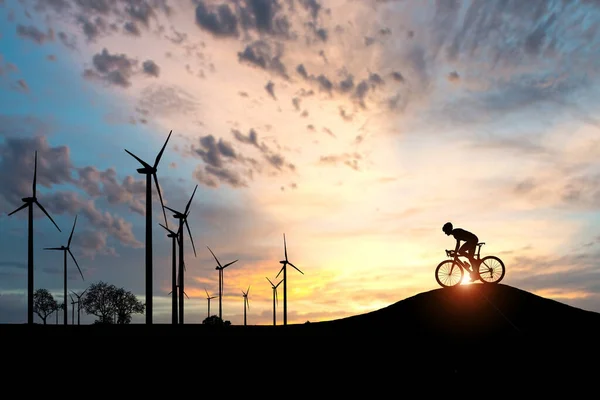 Het Concept Van Schone Energie Wereld Het Milieu Redden Windgeneratoren — Stockfoto