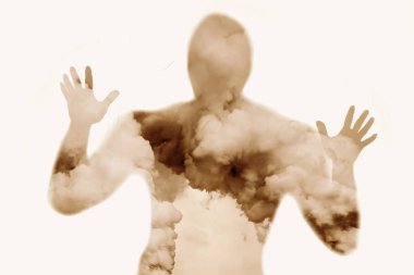 Beyaz arka planda kirlilik canavarı. Kirlilik kavramı