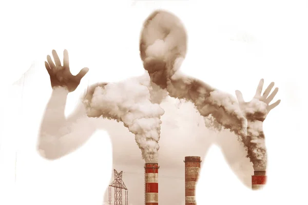 Monstre Pollution Sur Fond Blanc Concept Pollution — Photo