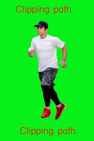 Kırpma Yolu Olan Renkli Arkaplanda Erkek Sağlığı Koşucusu — Stok fotoğraf