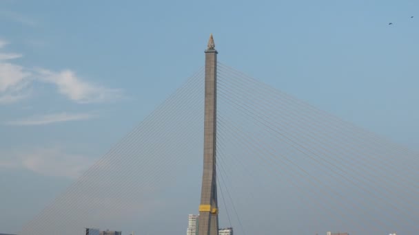 Most Ráma Viii Nebo Lanový Most Přes Řeku Chao Phraya — Stock video