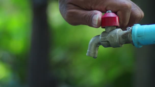 Mão Com Torneira Água Parque Livre — Vídeo de Stock