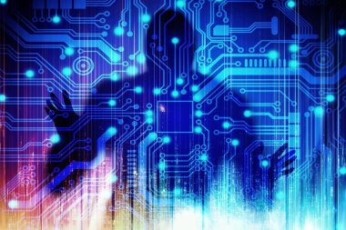 Siber punk kavramı. İnternet suçlusunun gölgesi, siber güvensizlik.