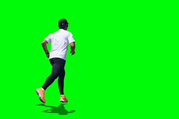 Человек Бежит Цветном Фоне Вырезкой Пути — стоковое фото
