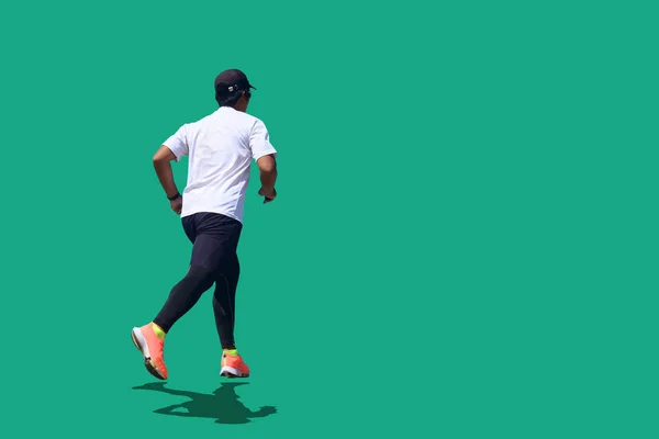 Άνθρωπος Τρέχει Έγχρωμο Φόντο Περικοπή Διαδρομής — Φωτογραφία Αρχείου