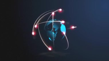 Büyük veri dünyasının konsepti. Dönen dünyada sayısal verilerden oluşan bir zemin vardır..