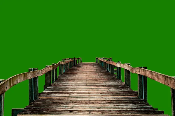 Klasyczny Drewniany Most Kolorowym Tle Ścieżką Wycinania — Zdjęcie stockowe