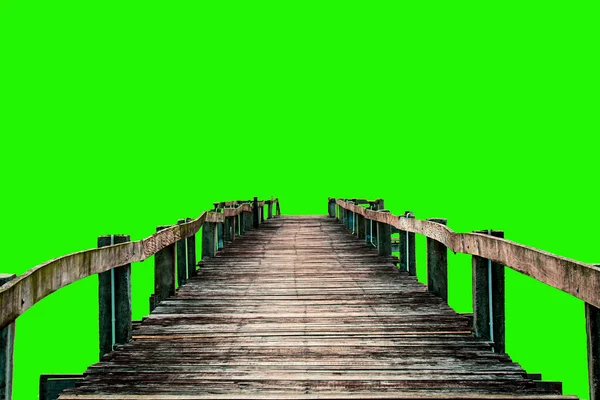 Klasyczny Drewniany Most Kolorowym Tle Ścieżką Wycinania — Zdjęcie stockowe