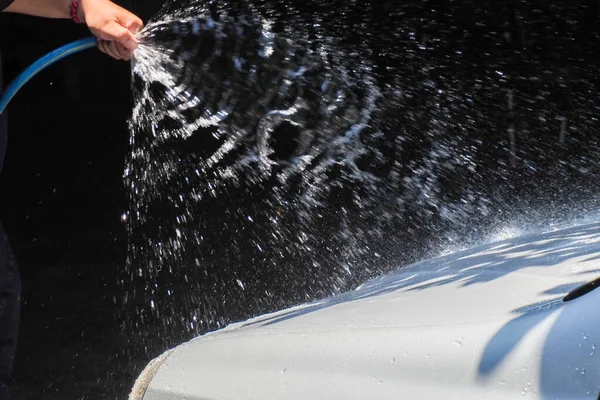 Abstrakter Hintergrund Von Wasser Gesprüht Das Auto Waschen — Stockfoto