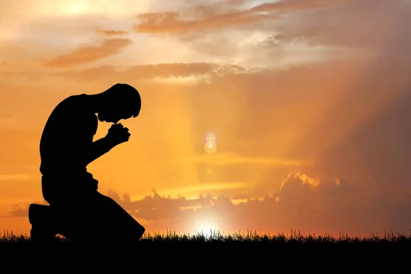 Silhouette Christian Praying Hands Spiritual Religious People Praying God Christianity — 스톡 사진