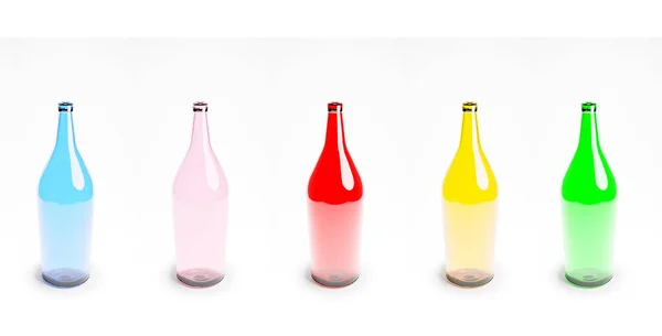 Colorful Empty Bottles White Background Mock Bottles Your Product Rendering — ストック写真