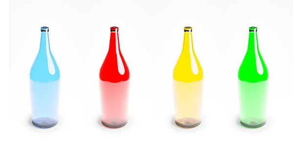 Colorful Empty Bottles White Background Mock Bottles Your Product Rendering — ストック写真