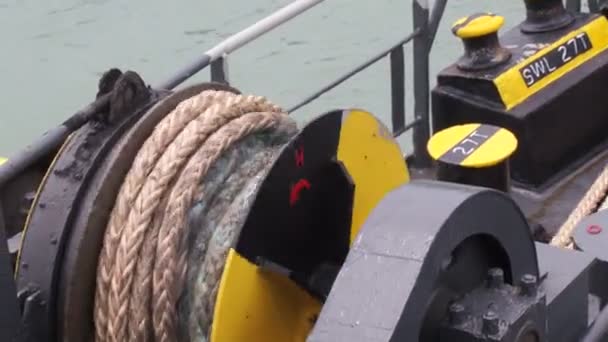 Macchine Immagazzinare Grandi Corde Navi Grande Raccolta Funi Marine — Video Stock