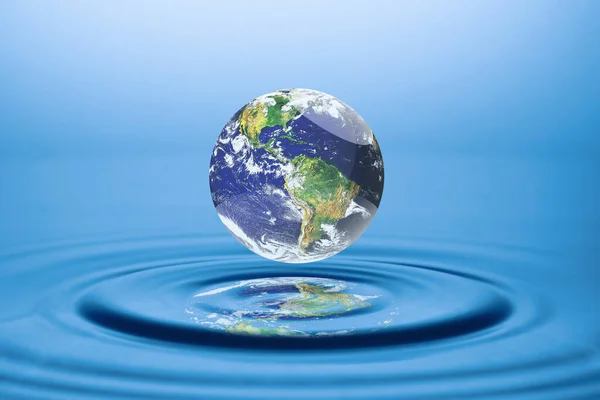 world concept and resources Water, water management. globe floating on water