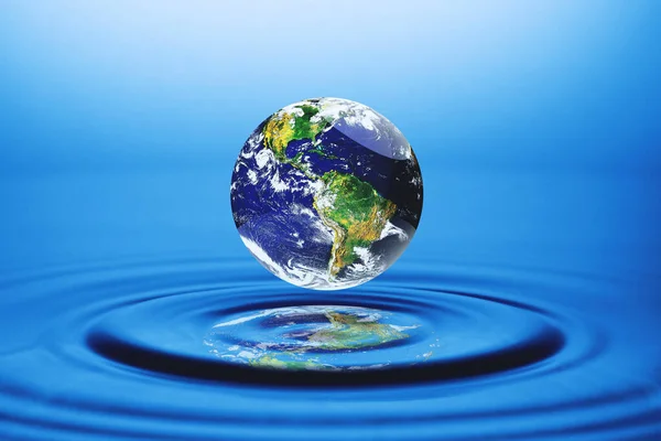 world concept and resources Water, water management. globe floating on water