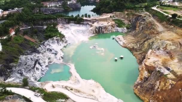 Aerial View Large Pit Gypsum Mine Large Gypsum Mine Mining — ストック動画