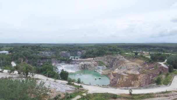 Aerial View Large Pit Gypsum Mine Large Gypsum Mine Mining — Video