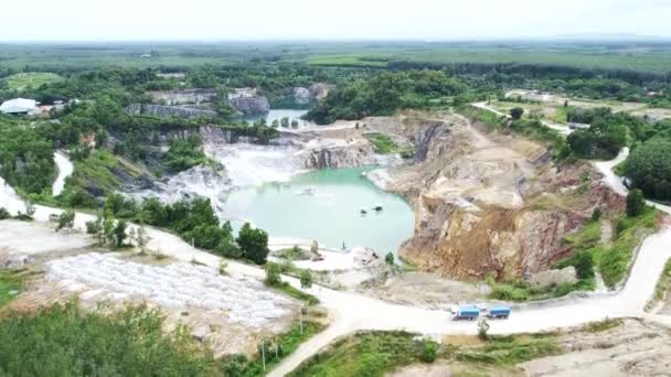 Aerial View Large Pit Gypsum Mine Large Gypsum Mine Mining — Video