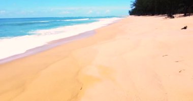 Aerial view of sea and sand beach . Beautiful top view of sand beach. Perfect for holiday summer background, Tropical destination. Phuket beach sea sand