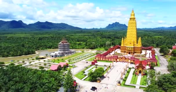Aerial View Large Temple Thailand Beautiful Very Popular Tourist Destination — ストック動画