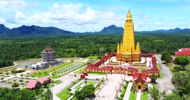 Aerial View Large Temple Thailand Beautiful Very Popular Tourist Destination — ストック動画